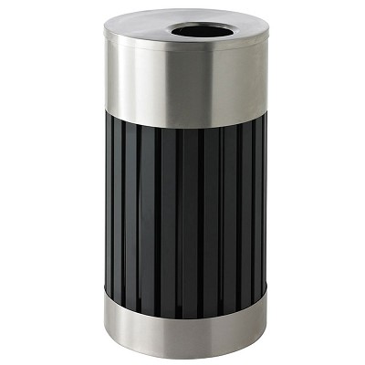 Commercial Zone 25-Gallon Riverview 1 Steel-Slotted Waste Container With Liner Stainless Steel/Black 