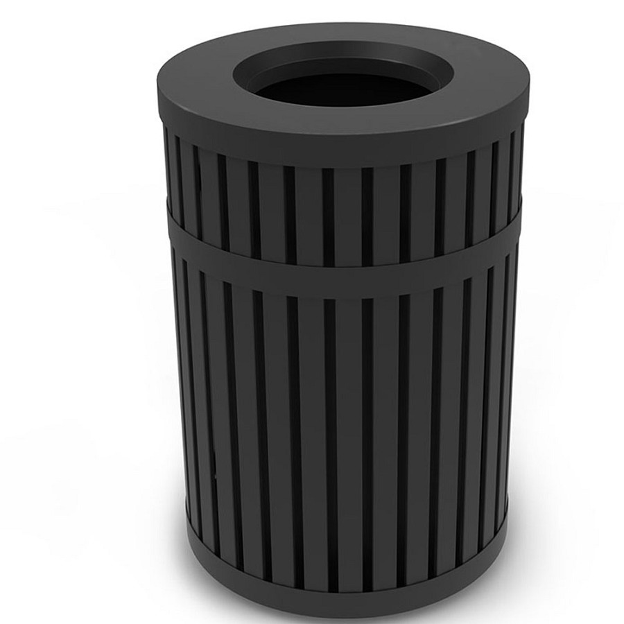 Commercial Zone 45-Gallon Parkview3 Steel-Slotted Waste Container Black 