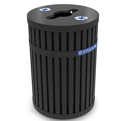 Commercial Zone 45-Gallon Parkview3 Steel-Slotted Recycling Container Black 