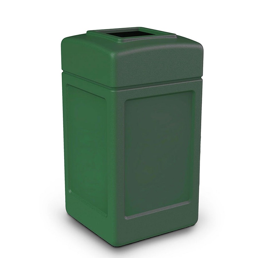 Commercial Zone PolyTec Series 42-Gallon Square Waste Container Forest Green 