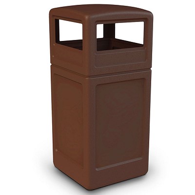 Commercial Zone PolyTec Series 42-Gallon Square Waste Container With Dome Lid Brown 