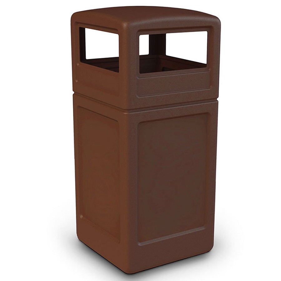 Commercial Zone PolyTec Series 42-Gallon Square Waste Container With Dome Lid Brown 