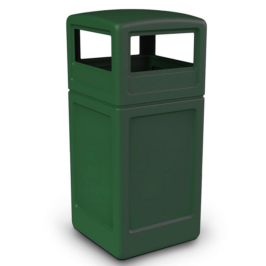 Commercial Zone PolyTec Series 42-Gallon Square Waste Container With Dome Lid Forest Green 