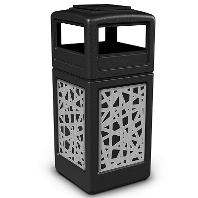 Commercial Zone Precision Series 42-Gallon Stainless Steel Intermingle Paneled Waste Container With Ashtray Dome Lid Black 