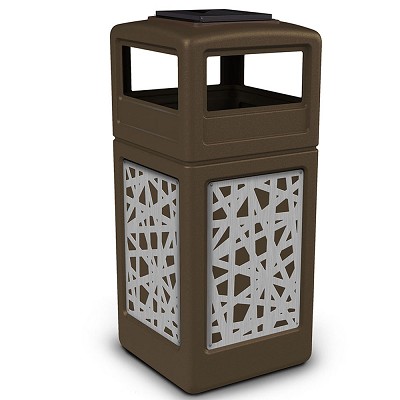 Commercial Zone Precision Series 42-Gallon Stainless Steel Intermingle Paneled Waste Container With Ashtray Dome Lid Brown 