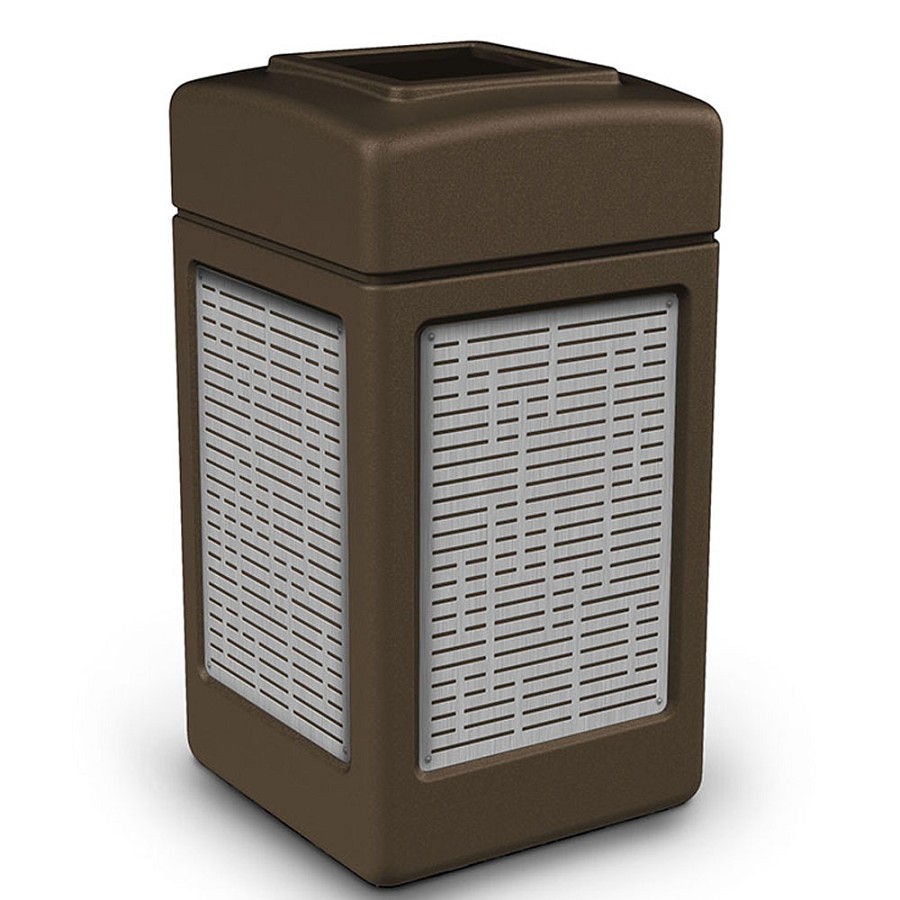 Commercial Zone Precision Series 42-Gallon Stainless Steel Horizontal Lines Paneled Waste Container Brown 