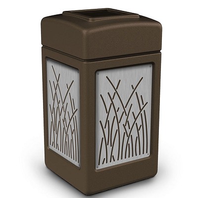 Commercial Zone Precision Series 42-Gallon Stainless Steel Reed Paneled Waste Container Brown 