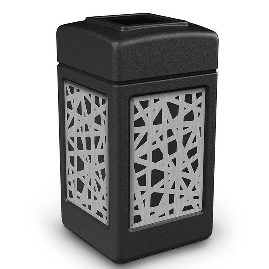 Commercial Zone Precision Series 42-Gallon Stainless Steel Intermingle Paneled Waste Container Black 