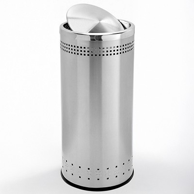 Commercial Zone Precision Series 25-Gallon Imprinted 360° Waste Container With Swivel Lid Stainless Steel 