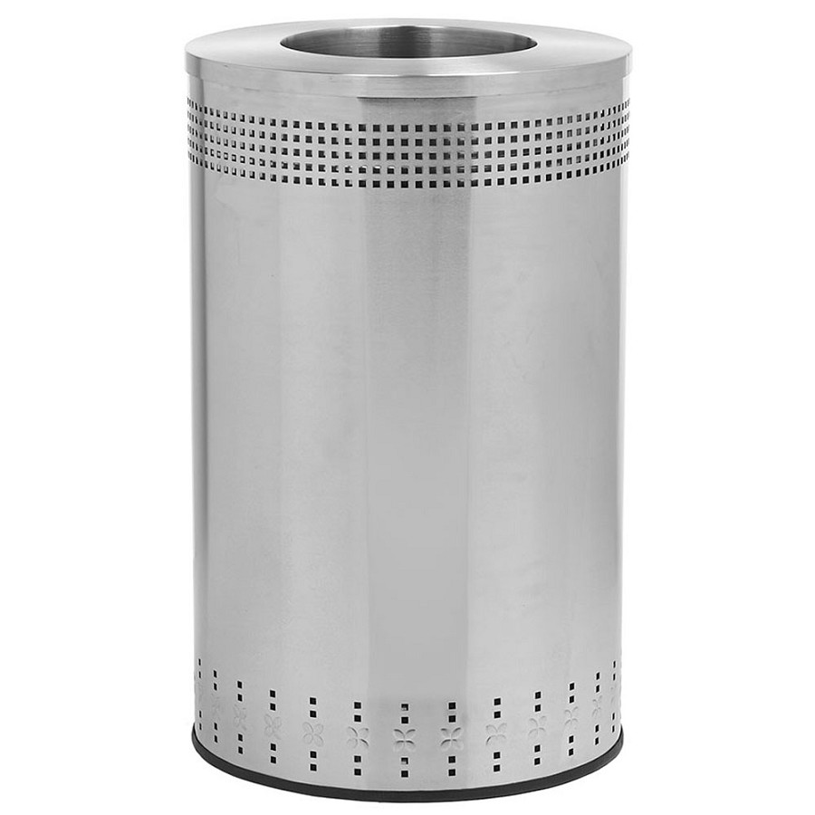 Commercial Zone Precision Series 45-Gallon Imprinted 360° Waste Container With Open Top Stainless Steel 