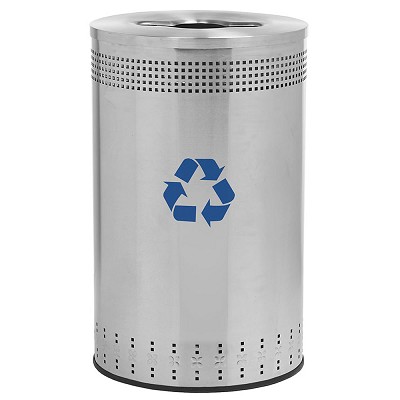 Commercial Zone Precision Series 45-Gallon Imprinted 360° Waste Container With Recycling Lid Stainless Steel 