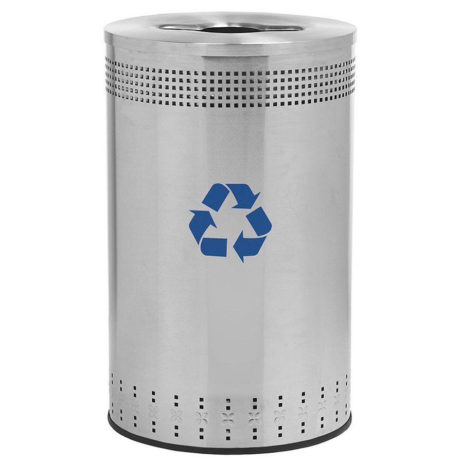 Commercial Zone Precision Series 45-Gallon Imprinted 360° Waste Container With Recycling Lid Stainless Steel 