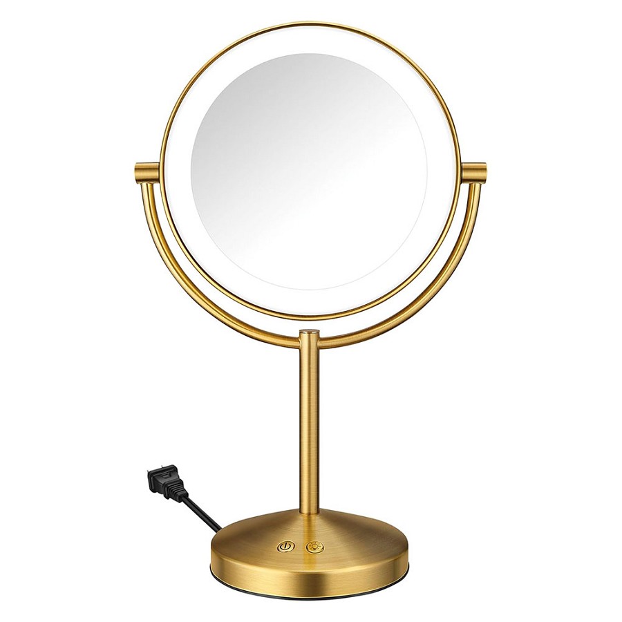 Conair BE401XB2WH 8.5' Double Sided Lighted Vanity Mirror 1X-10X Magnification Brushed Brass 2 Per Case Price Per Each 