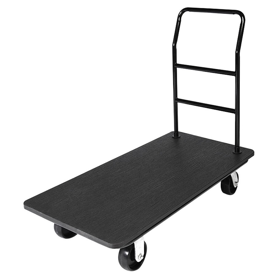 CSL Utility Cart Black Handle With Plastic Deck 5” Black Polyurethane Casters 