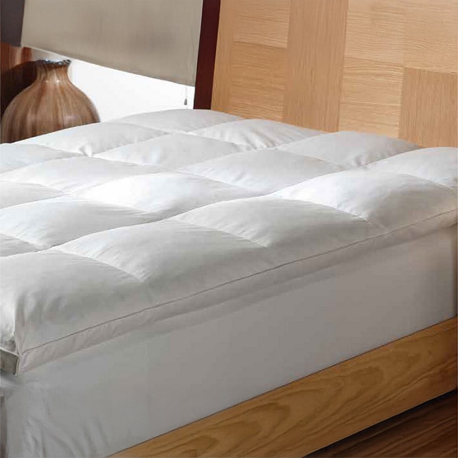 Downlite Deluxe Baffle Box Featherbed Full XL 54x80 White Duck Feather 100% Cotton Minimum Order 3 Each 