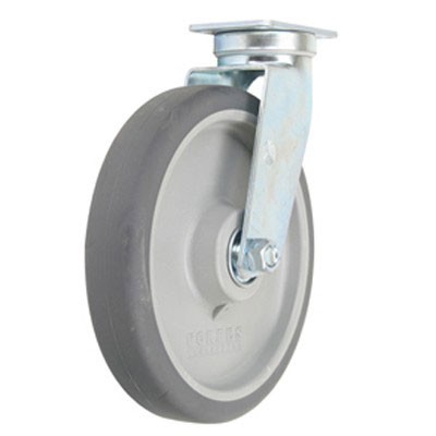 Forbes 8' Solid Grey Non-Marking Wheel & Zinc Plated Swivel Caster Price Per Each 