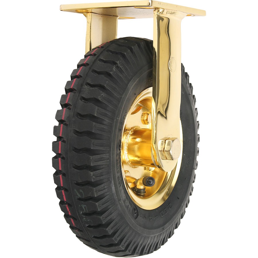 Forbes 8' Black Full Pneumatic Wheel & Brass Plated Rigid Caster Price Per Each 