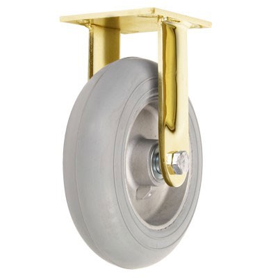 Forbes 8' Cushion Grey Non-Marking Wheel & Brass Plated Rigid Caster Price Per Each 