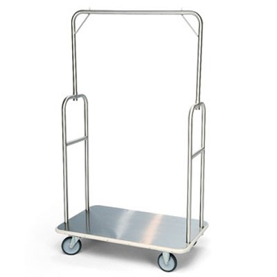 Forbes Standard Luggage Cart Brushed Stainless Steel Superstructure 5' Grey Special Bearing Wheels 