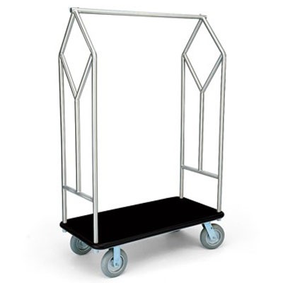 Forbes Standard Luggage Cart 1.25' Brushed Stainless Steel Superstructure 8' Cushion Grey Wheels 