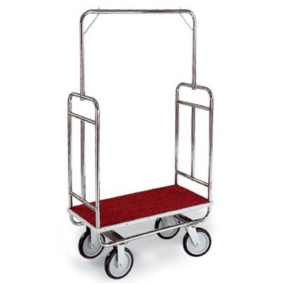 Forbes Standard Luggage Cart Chrome Plated Superstructure 8' Black Wheels 