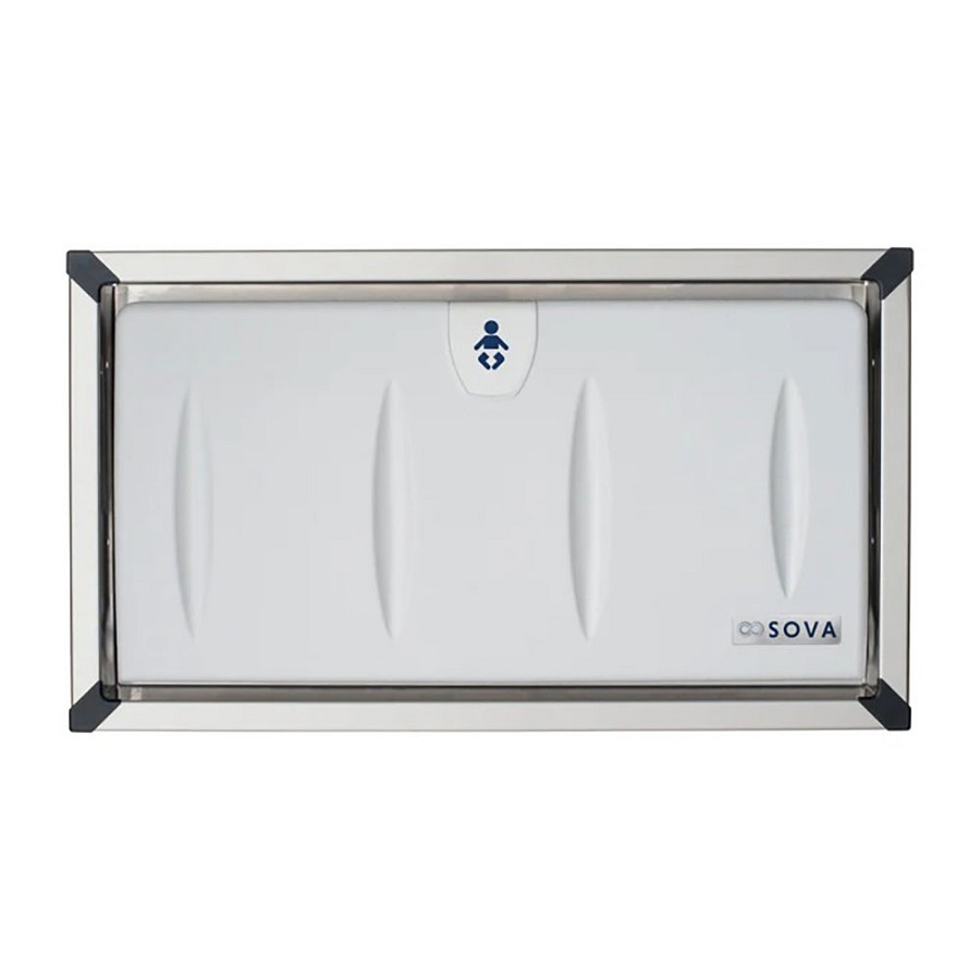 Foundations Classic Horizontal Recessed Changing Station With Stainless Steel Frame Light Gray 