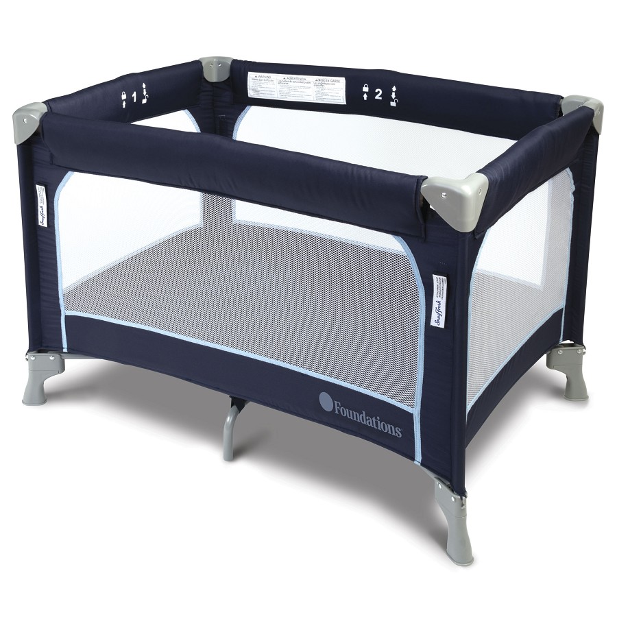 Foundations SnugFresh Celebrity Portable Crib With 3/4' Foam Mattress and Cover Regatta 