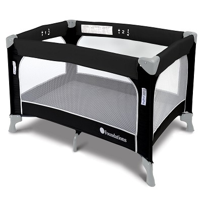 Foundations SnugFresh Celebrity Portable Crib With 3/4' Foam Mattress and Cover Graphite 