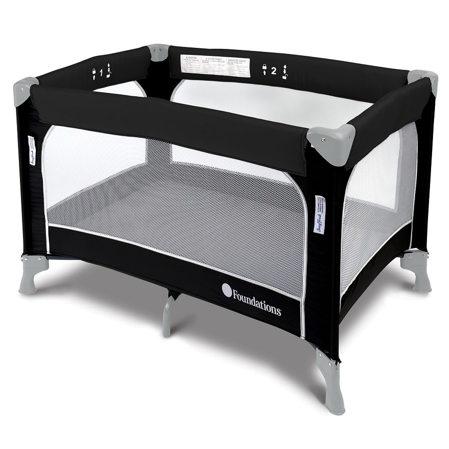 Foundations SnugFresh Celebrity Portable Crib With 3/4' Foam Mattress and Cover Graphite 