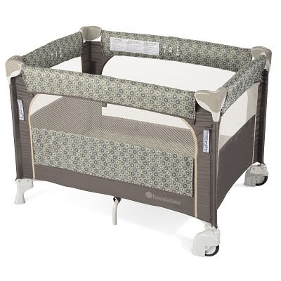 Foundations SnugFresh Elite Portable Crib With 1' Ultra Plush Mattress and Cover Sahara 