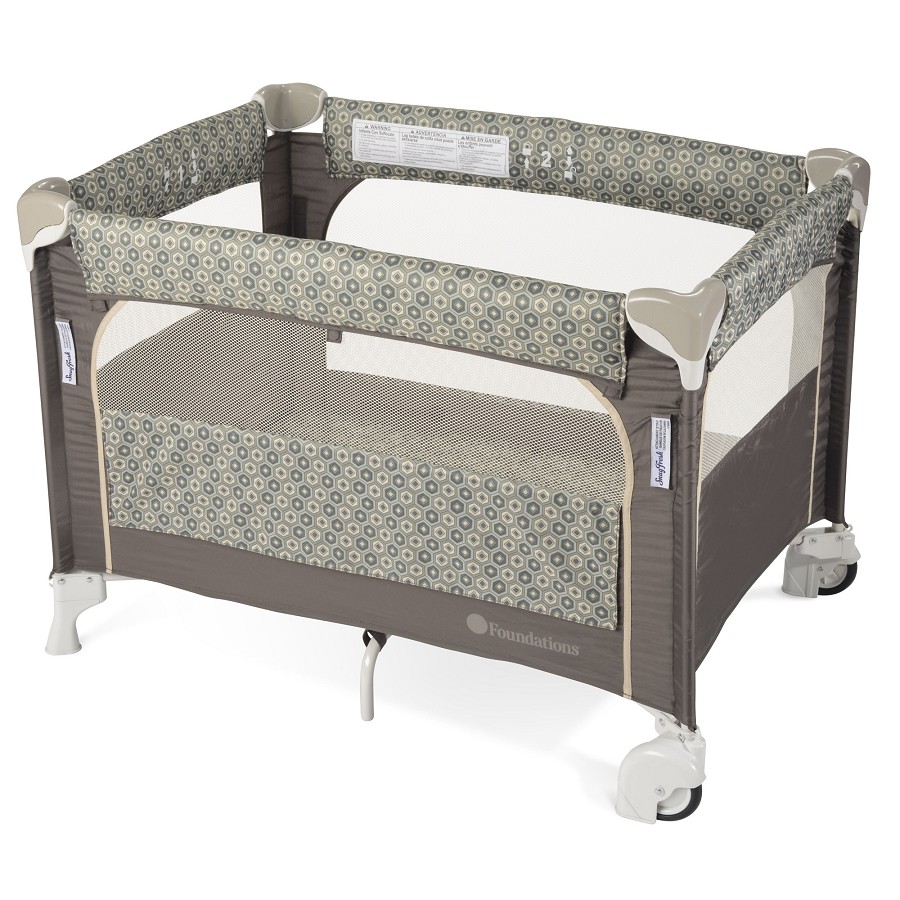 Foundations SnugFresh Elite Portable Crib With 1' Ultra Plush Mattress and Cover Sahara 