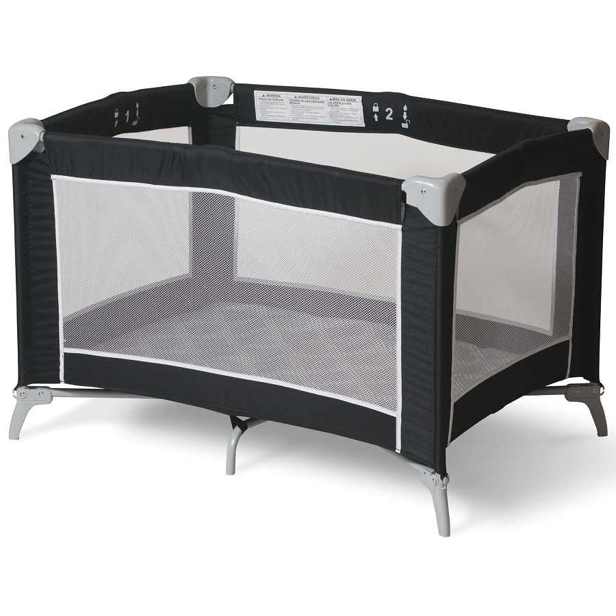 Foundations Sleep n Store Portable Crib Mod Plaid Graphite 