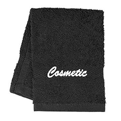 Ganesh Cosmetic Towel 12x12 100% Cotton Vat Dyed Black With 'Cosmetic' Embroidered in White 25 Dz Per Case Price Per Dz 
