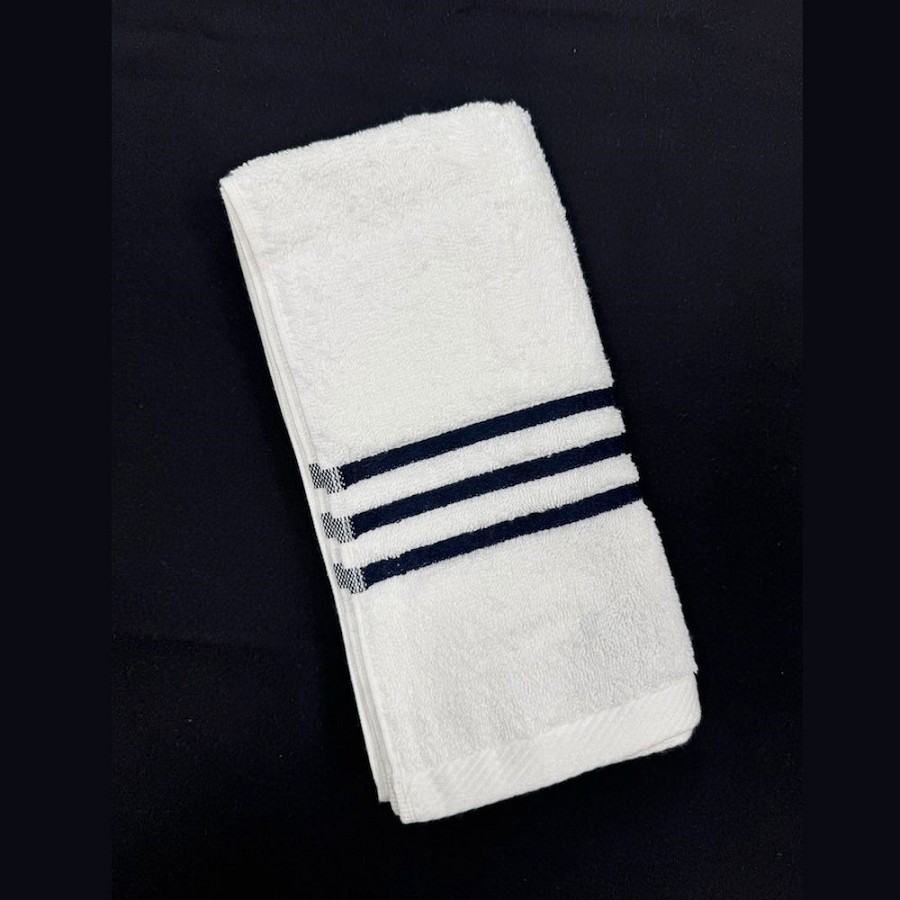 Ganesh Oxford Premium Horizontal Stripe Workout Towels 11x44 86% Cotton 14% Polyester 4.10Lb/Dz White With Blue Stripe 10 Dz Per Case Price Per Dz 