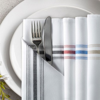 Ganesh Bistro Napkins 18x22 100% Spun 2 Ply MJS Polyester Stripe 144 Per Case Price Per Each 