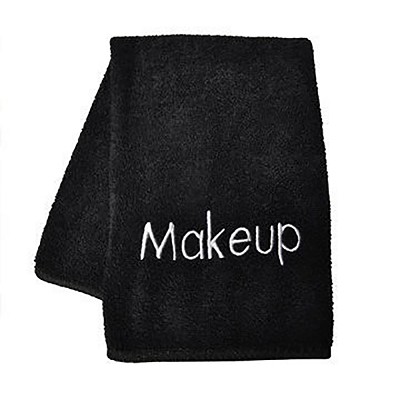 Ganesh Cosmetic Towel 13x13 100% Polyester Microfiber With 'Makeup' Embroidered in White 25 Dz Per Case Price Per Dz 