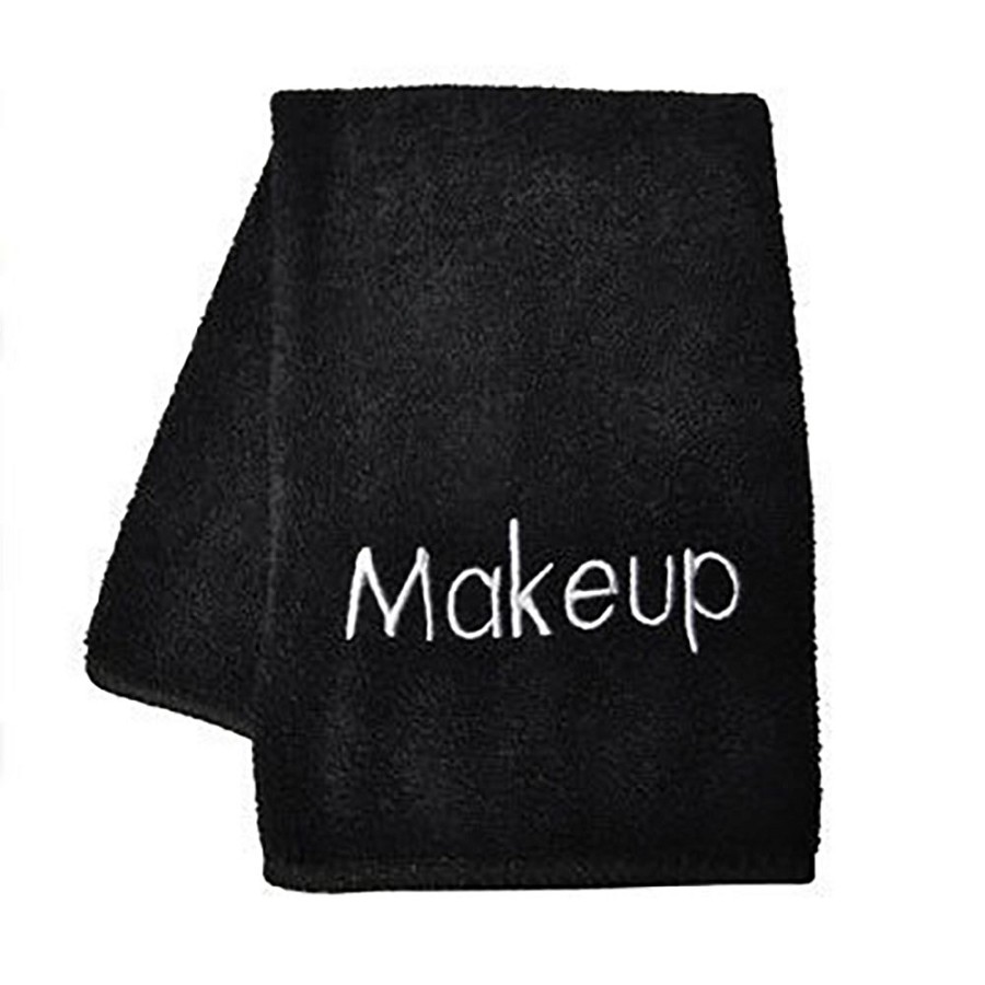 Ganesh Cosmetic Towel 13x13 100% Polyester Microfiber With 'Makeup' Embroidered in White 25 Dz Per Case Price Per Dz 