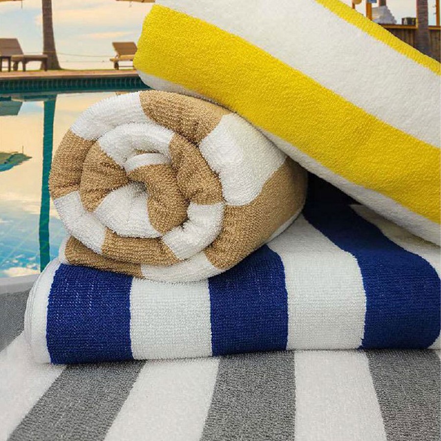 Ganesh Oxford Playa Cabana 2x2 Stripe Pool Towels 30x60 75% Cotton 25% Polyester Vat Dyed 10.5Lb/Dz 3 Dz Per Case Price Per Dz 