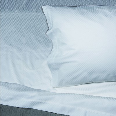 Garnier-Thiebaut Berkley T-300 Flat Sheets King 114x120 60% ELS Cotton 40% Polyester Microcheck White 20 Per Case Price Per Each 