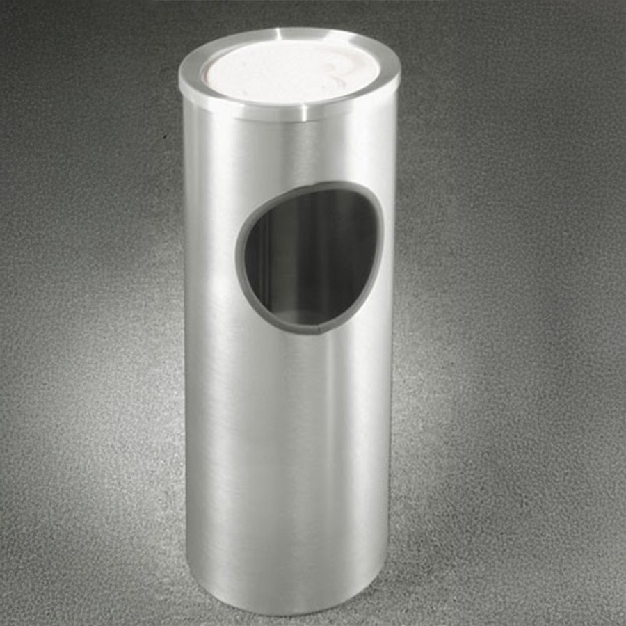 Glaro 3-Gallon 'New Yorker' WasteMaster Collection Sand Cover Ash/Trash Receptacles Satin Aluminum 