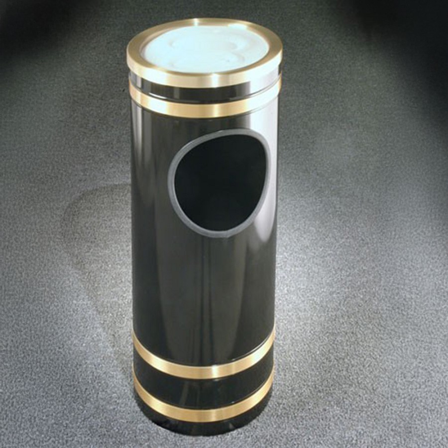 Glaro 3-Gallon 'Monte Carlo' WasteMaster Collection Sand Cover Ash/Trash Receptacles With Satin Brass Bands & Covers Designer Color Finish 