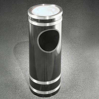 Glaro 3-Gallon 'Monte Carlo' WasteMaster Collection Sand Cover Ash/Trash Receptacles With Satin Aluminum Bands & Covers Designer Color Finish 