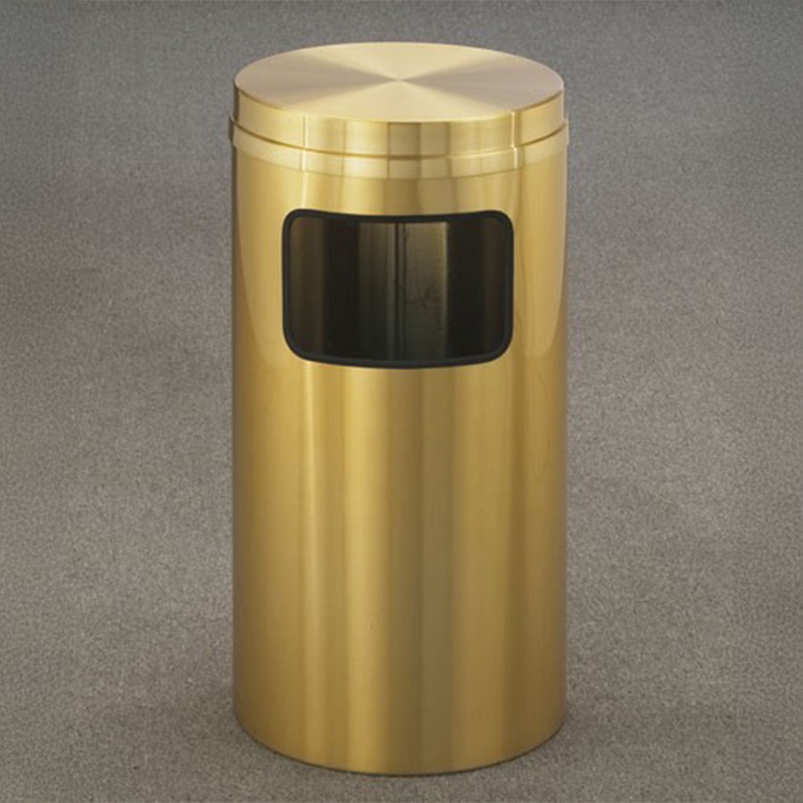 Glaro 10-Gallon 'Atlantis' WasteMaster Collection Flat Top Waste Receptacles Satin Brass 