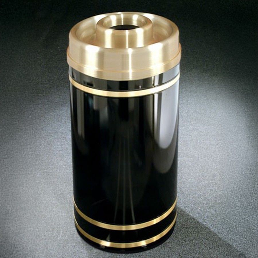 Glaro 16-Gallon 'Monte Carlo' WasteMaster Collection Donut Top Ash/Trash Receptacles With Satin Brass Bands & Covers Designer Color Finish 