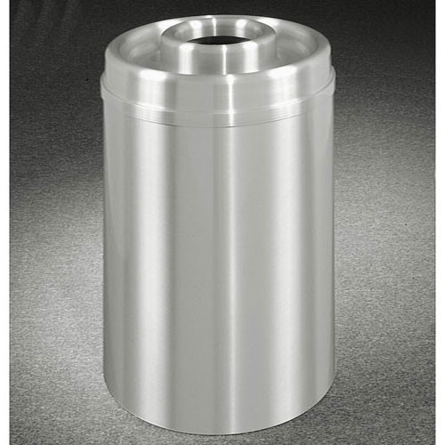 Glaro 33-Gallon 'New Yorker' WasteMaster Collection Donut Top Ash/Trash Receptacles Satin Aluminum 