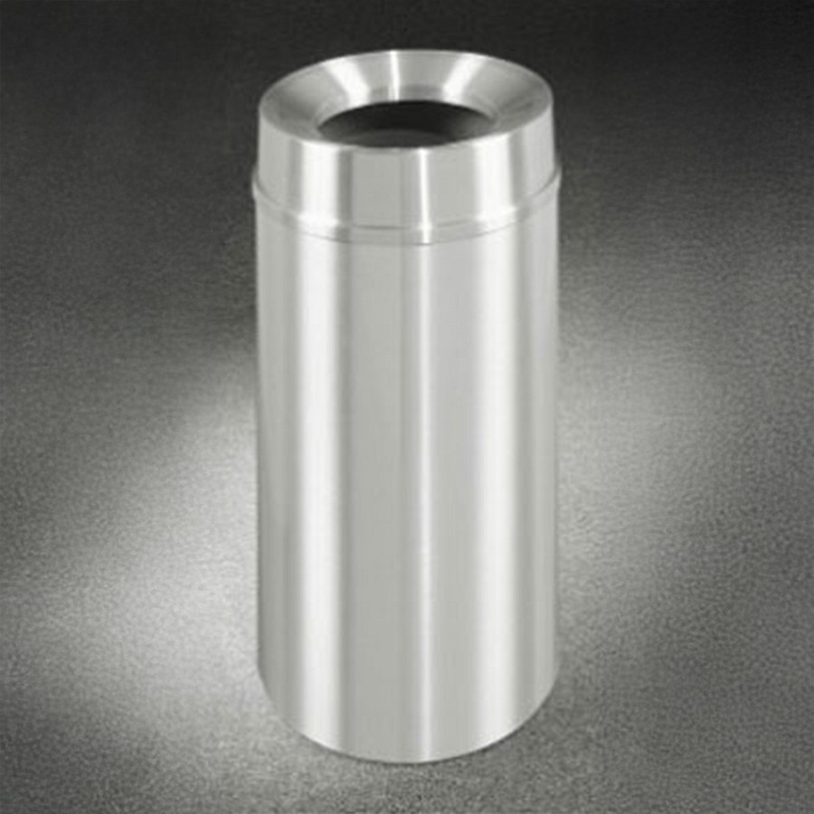 Glaro 33-Gallon 'New Yorker' WasteMaster Collection Funnel Top Waste Receptacles Satin Aluminum 