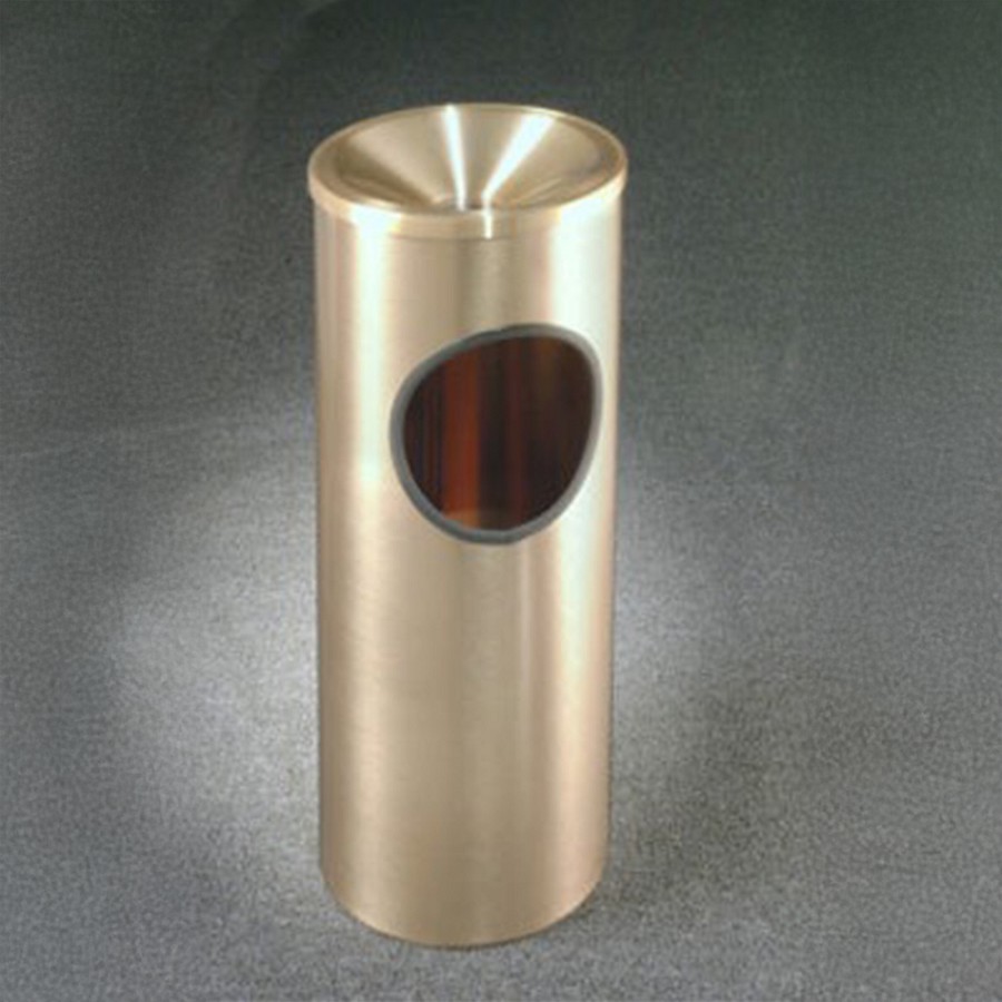 Glaro 3-Gallon 'Atlantis' WasteMaster Collection Funnel Top Ash/Trash Receptacles Satin Brass 
