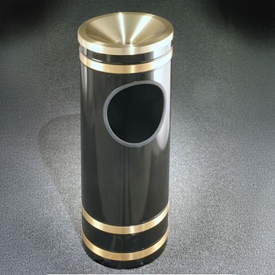 Glaro 3-Gallon 'Monte Carlo' WasteMaster Collection Funnel Cover Ash/Trash Receptacles With Satin Brass Bands & Covers Designer Color Finish 
