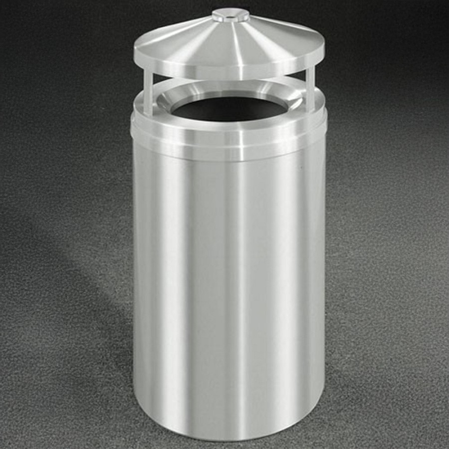 Glaro 33-Gallon 'New Yorker' WasteMaster Collection Canopy Top Ash/Trash Receptacles Satin Aluminum 