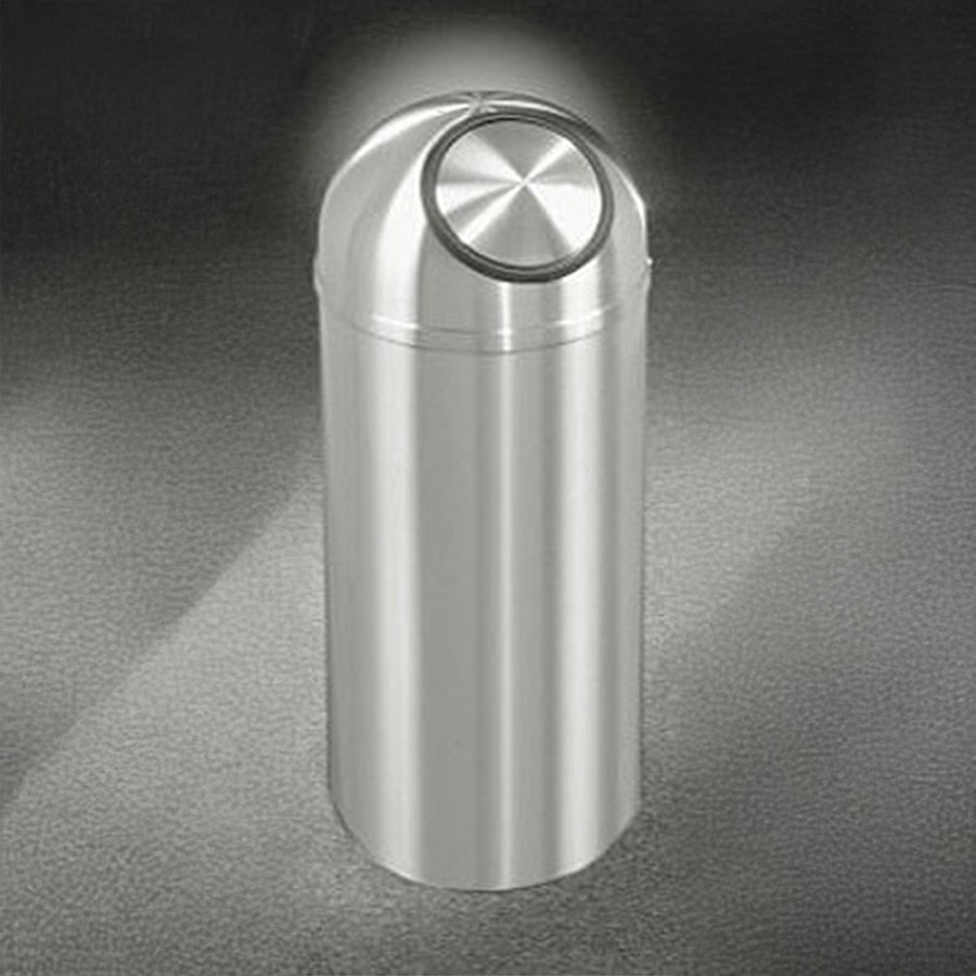 Glaro 8-Gallon 'New Yorker' WasteMaster Collection Dome Top Self Closing Waste Receptacles Satin Aluminum 